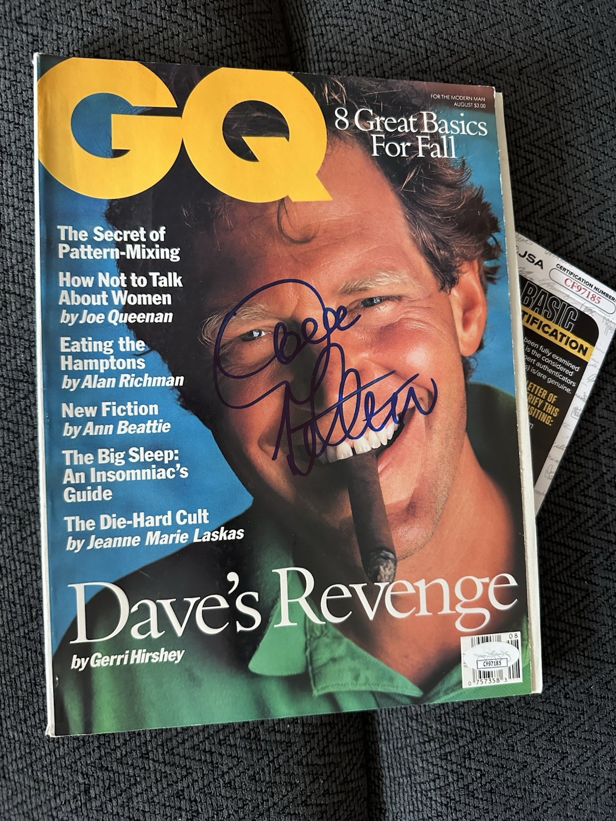 David Letterman signed GQ Magazine JSA Authentication COA