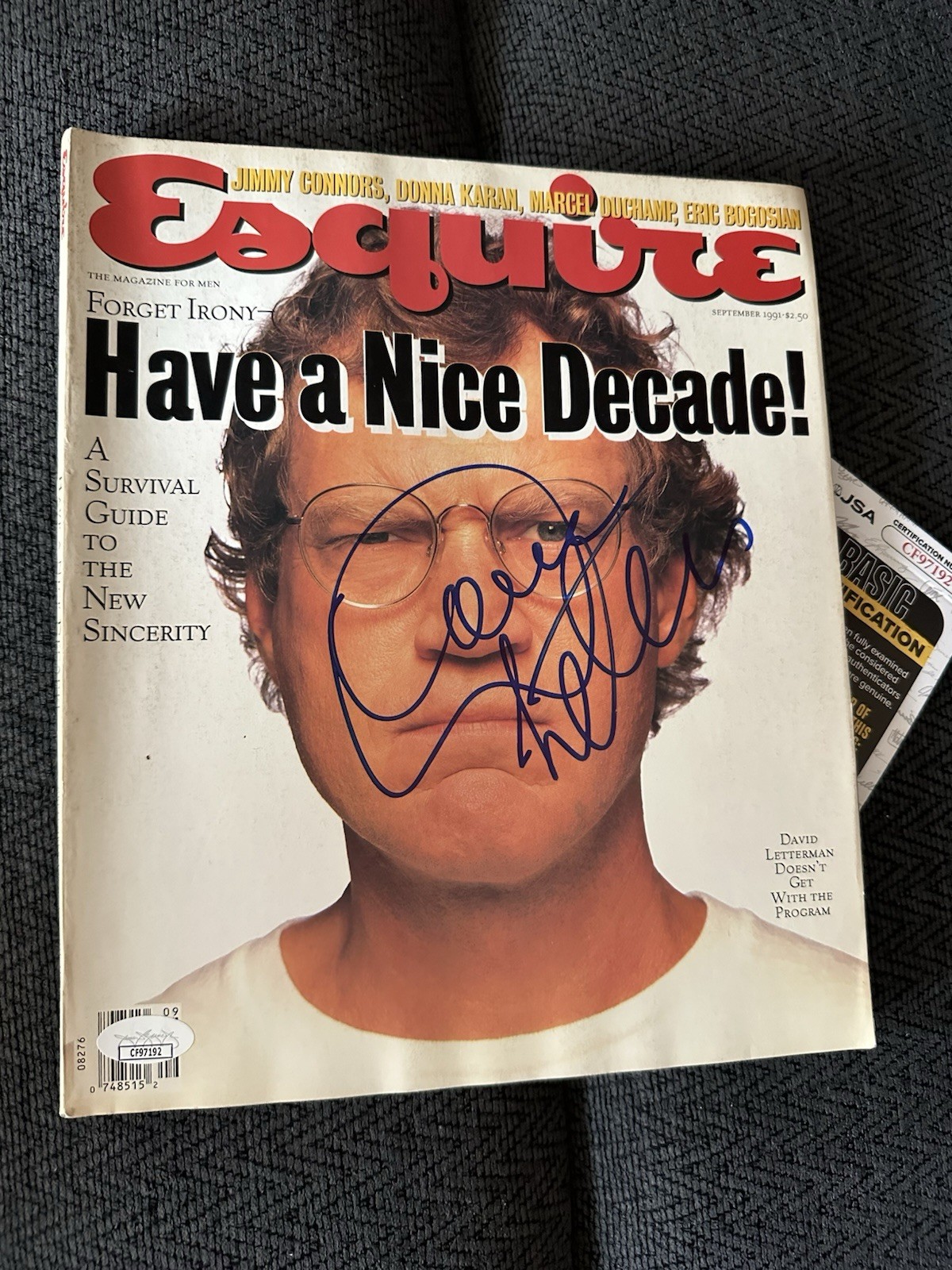 David Letterman signed Esquire Magazine JSA Authentication COA