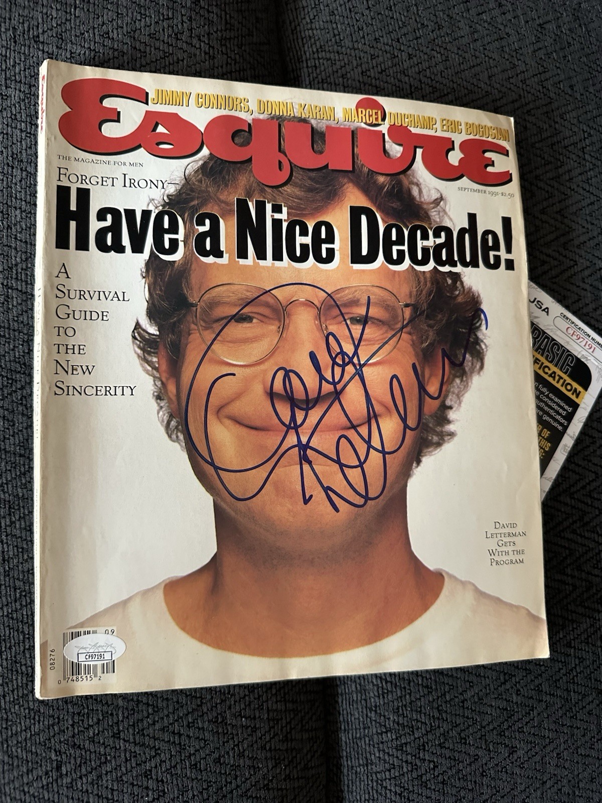 David Letterman signed Esquire Magazine JSA Authentication COA