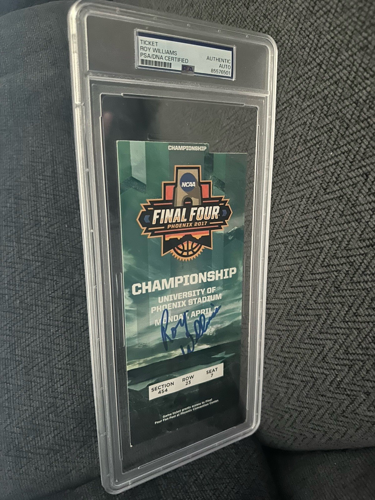 Roy Williams PSA Slab Authenticated Signed 2017 Final Four Ticket  Championship