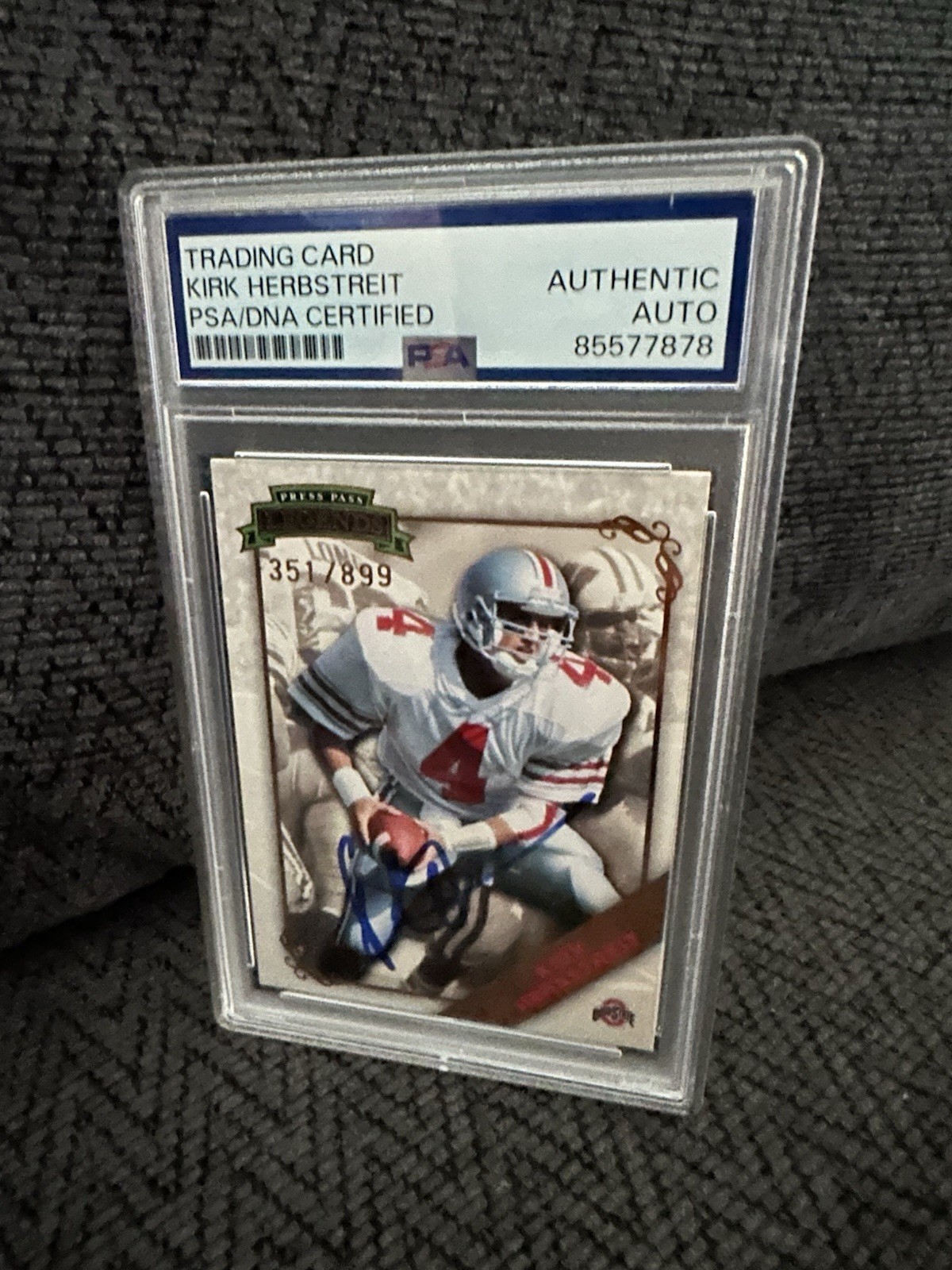 Kirk Herbstreit Signed 2009 Press Pass Legend #82 Card PSA /DNA Slab COA 351/899