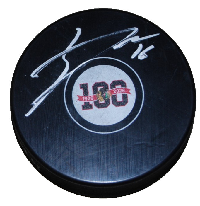 JASON DICKINSON signed (CHICAGO BLACKHAWKS) Centennial 100 puck BECKETT BU41225