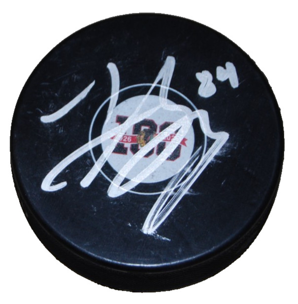 LANDON SLAGGERT signed (CHICAGO BLACKHAWKS) Centennial 100 puck BECKETT BU41232