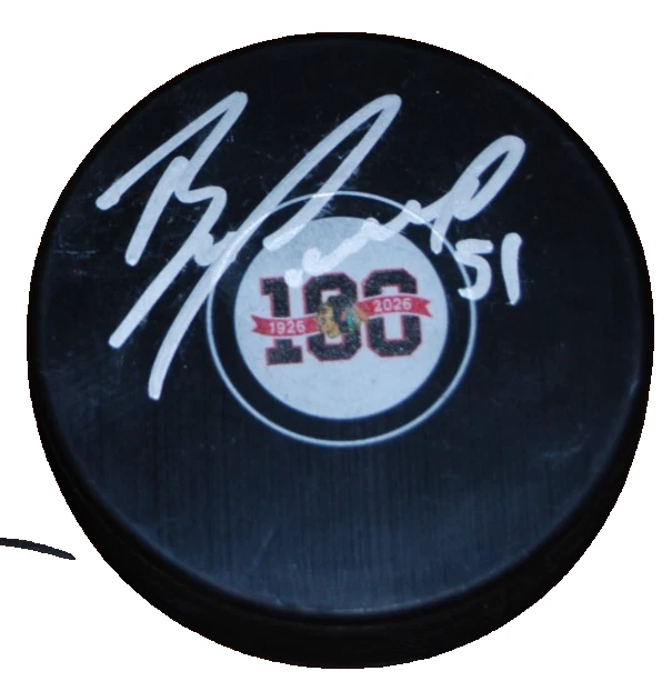 BRIAN CAMPBELL signed (CHICAGO BLACKHAWKS) Centennial 100 puck BECKETT BU41330