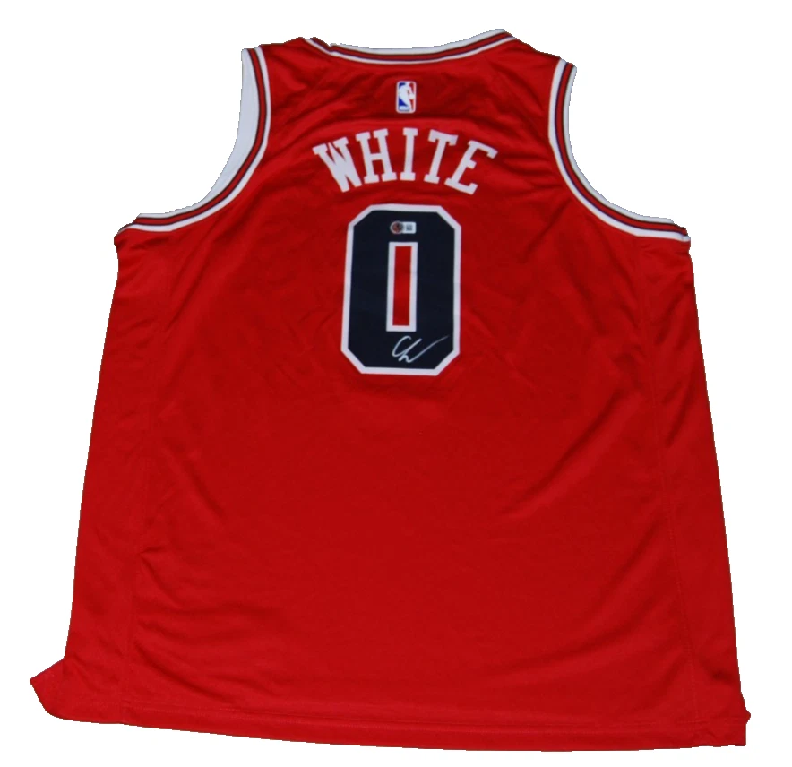 COBY WHITE signed (CHICAGO BULLS)  Red NBA Basketball jersey BECKETT BU41283