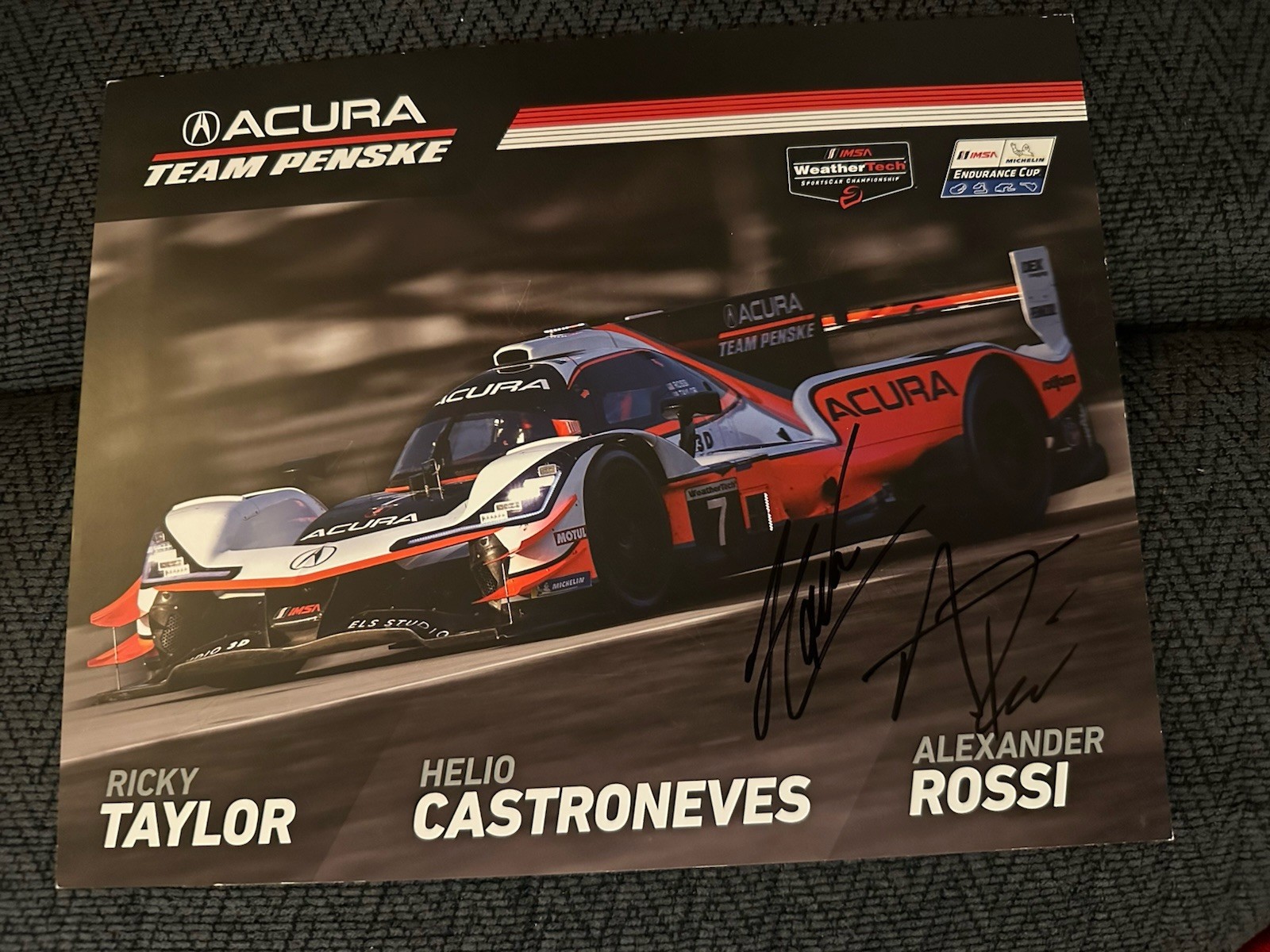 Helio Castroneves Alexander Rossi Signed Promo Hero Card IMSA Racing