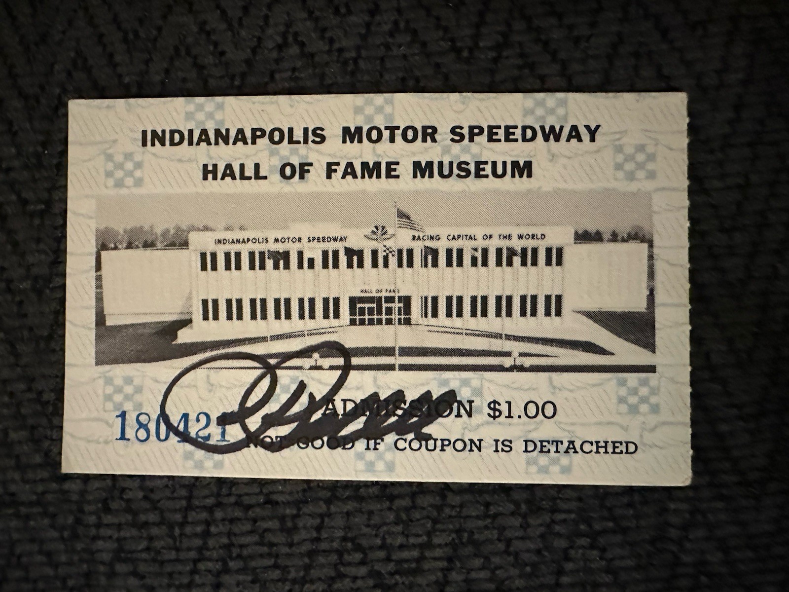 Roger Penske Signed Indianapolis Motor Speedway Indy 500 Museum Ticket Auto
