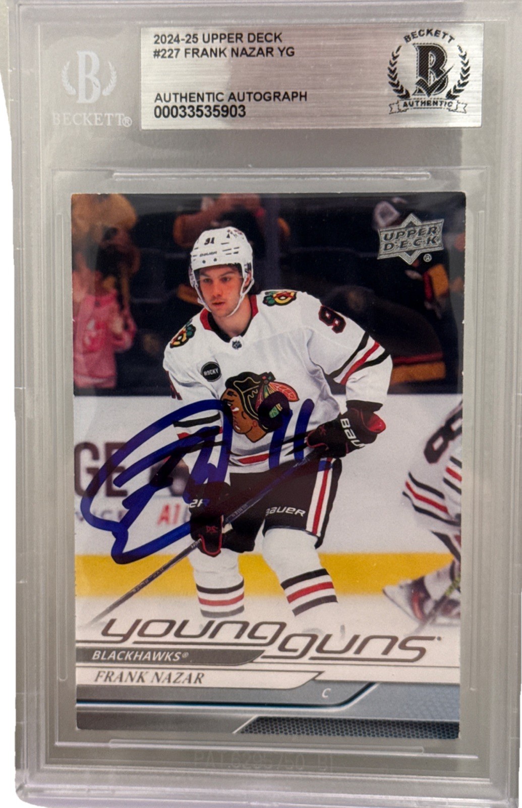 FRANK NAZAR signed 2024-25 Chicago Blackhawks Young Guns #227 card RC Beckett