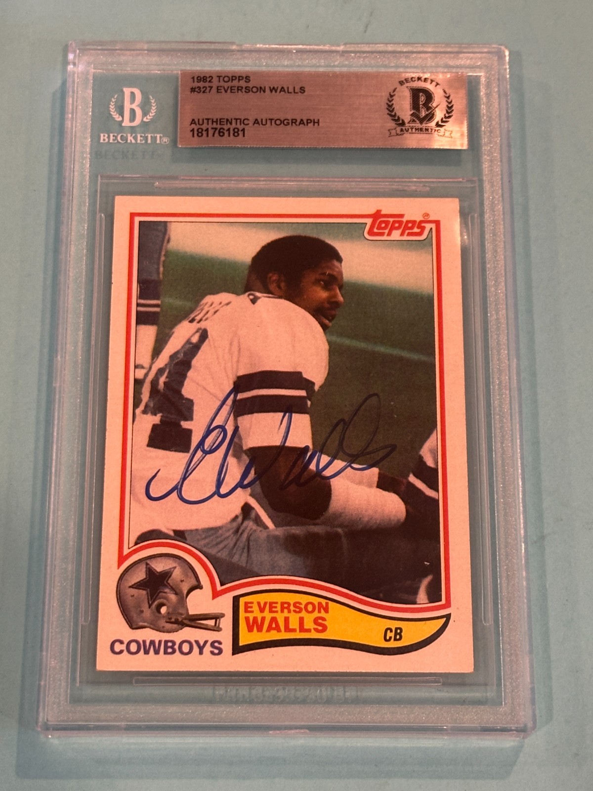 EVERSON WALLS Signed 1982 TOPPS ROOKIE Card #327 Beckett BAS