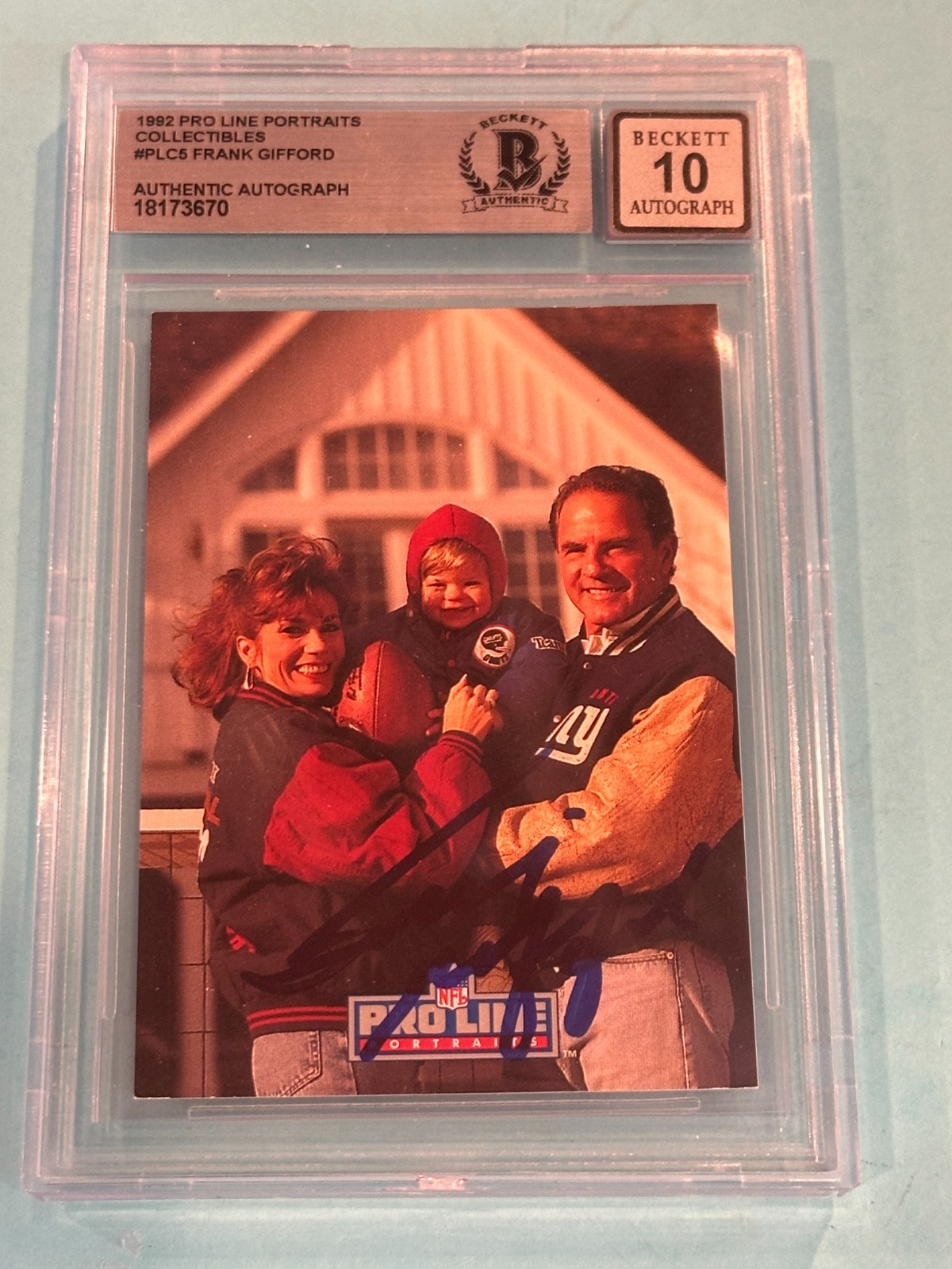 FRANK GIFFORD Signed 1992 PRO LINE PORTRAITS Card #PLC5 Beckett BAS AUTO 10