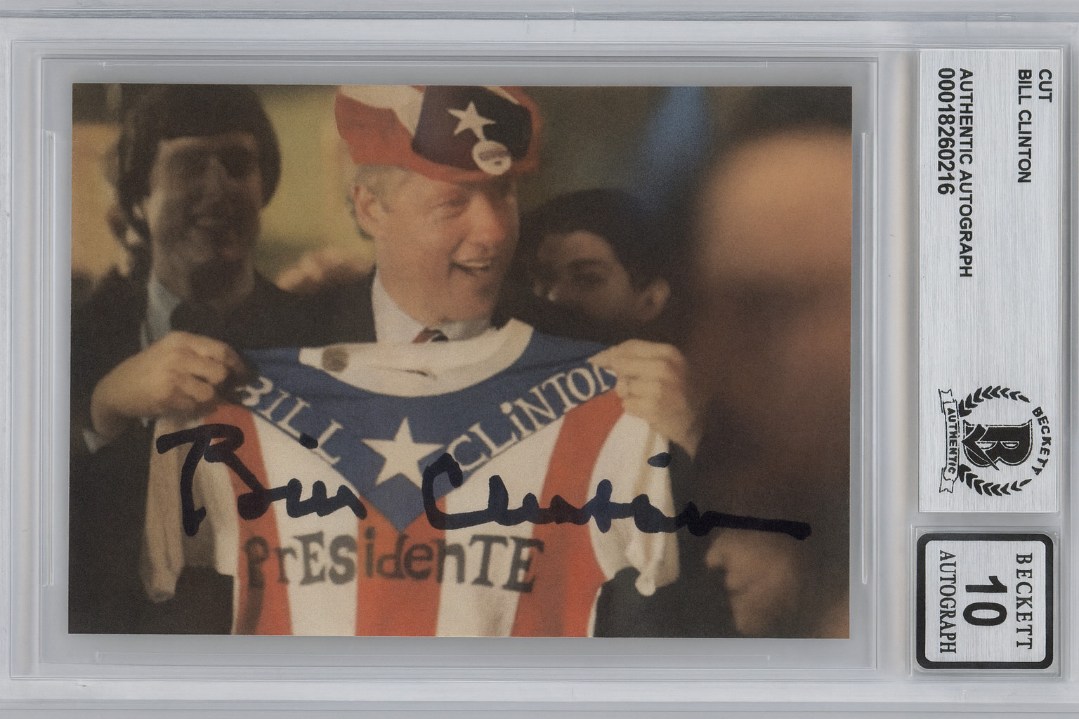 President Bill Clinton SIGNED AUTOGRAPHED Funny Picture BECKETT BAS GEM 10 AUTO