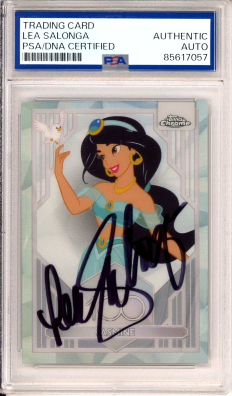 2023 TOPPS CHROME DISNEY REFRACTOR PRINCESS JASMINE SIGNED LEA SALONGA PSA DNA