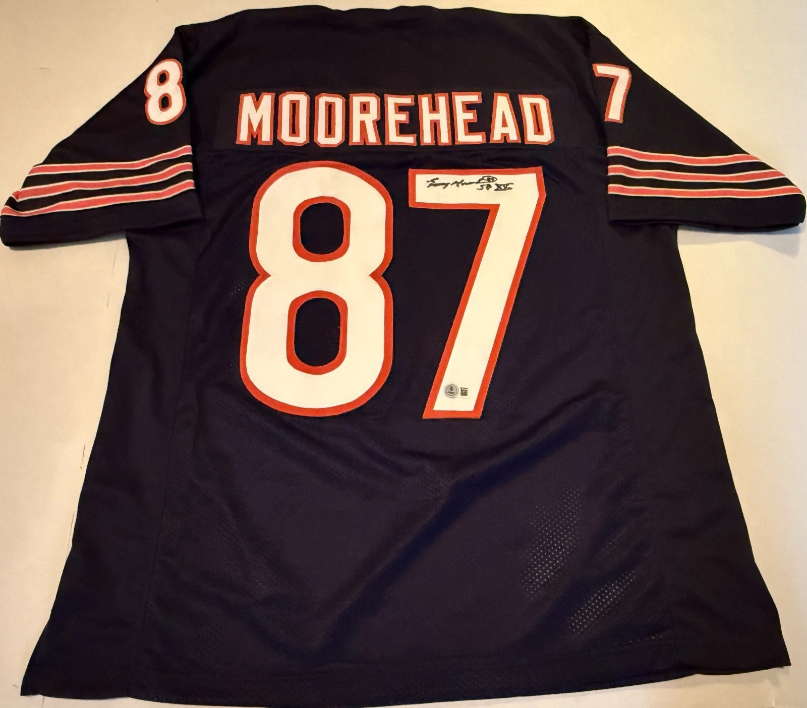 Emery Moorehead Chicago Bears signed Custom jersey W/ SB XX Insc Beckett Witness