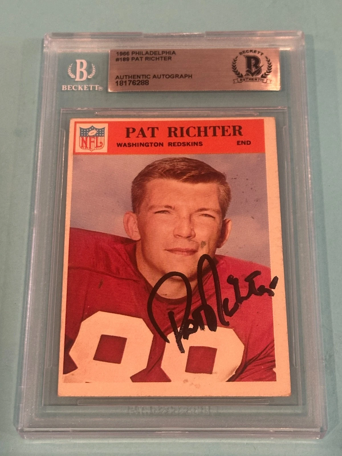 PAT RICHTER SIGNED 1966 PHILADELPHIA CARD #189 BECKETT BAS COLLECTIBLE MEMORABILIA