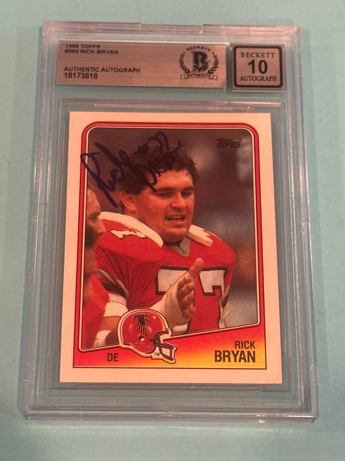 RICK BRYAN Signed 1988 TOPPS Card #392 Beckett Authentication (BAS) AUTO 10