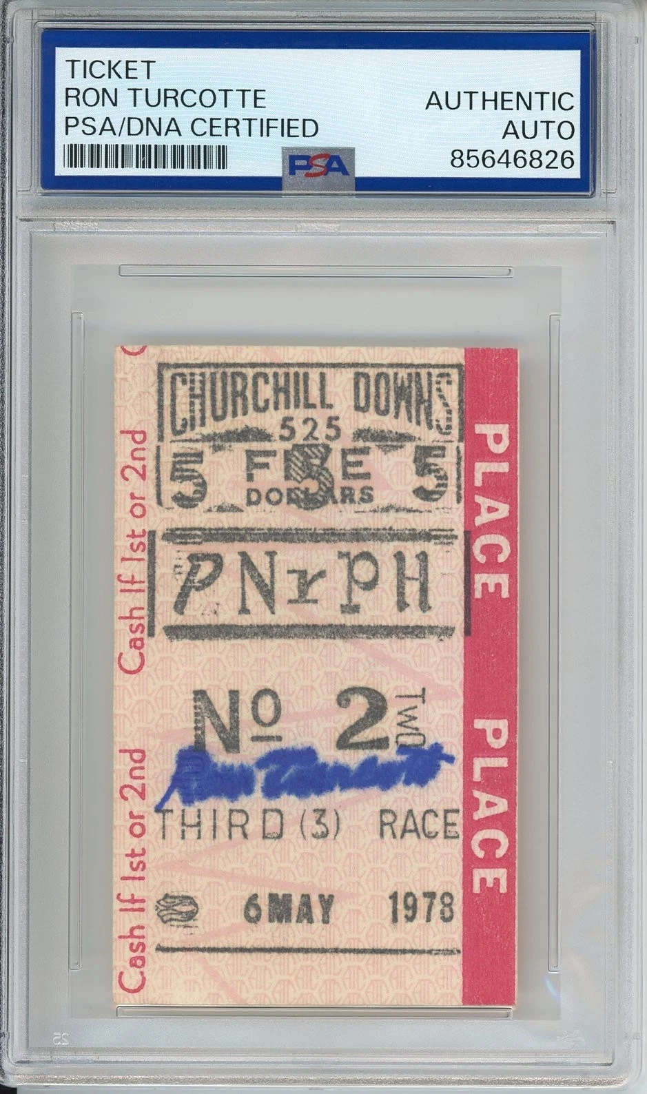 Ron Turcotte SIGNED 1978 Churchhill Downs Bet Ticket Secretariat PSA DNA COA