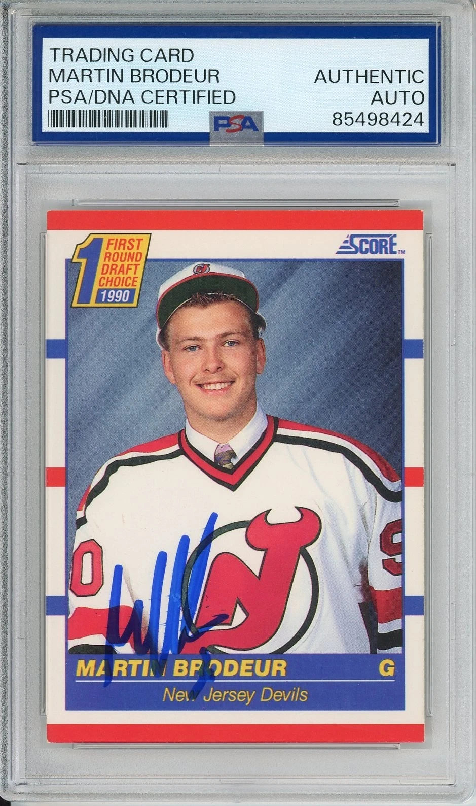 1990 SCORE MARTIN BRODEUR SIGNED RC ROOKIE CARD PSA DNA COA HOF AUTOGRAPH DEVILS