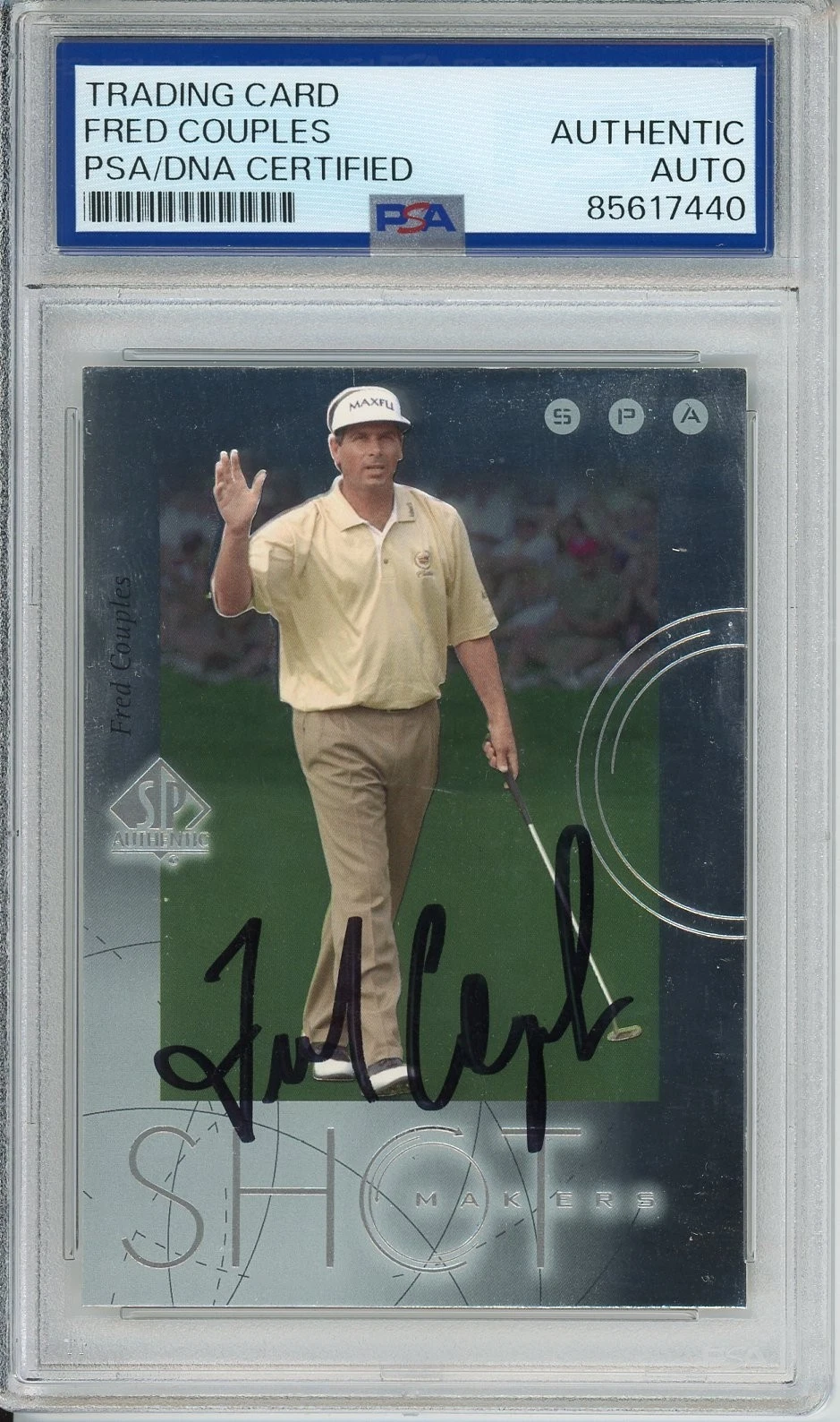 2001 UD SP AUTHENTIC GOLF SHOT MAKERS FRED COUPLES SIGNED PSA DNA COA AUTOGRAPH