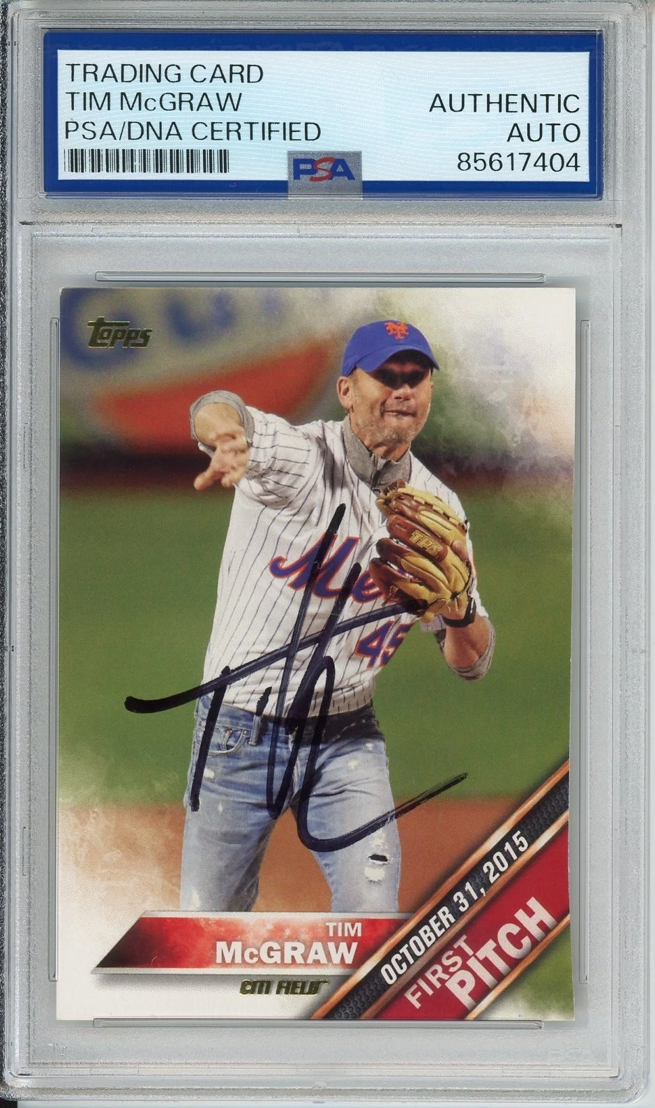 2016 Topps First Pitch New York Mets Tim McGraw SIGNED PSA DNA COA Autograph