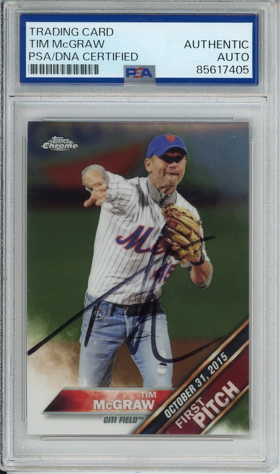 2016 Topps Chrome First Pitch NY Mets Tim McGraw SIGNED PSA DNA COA Autograph