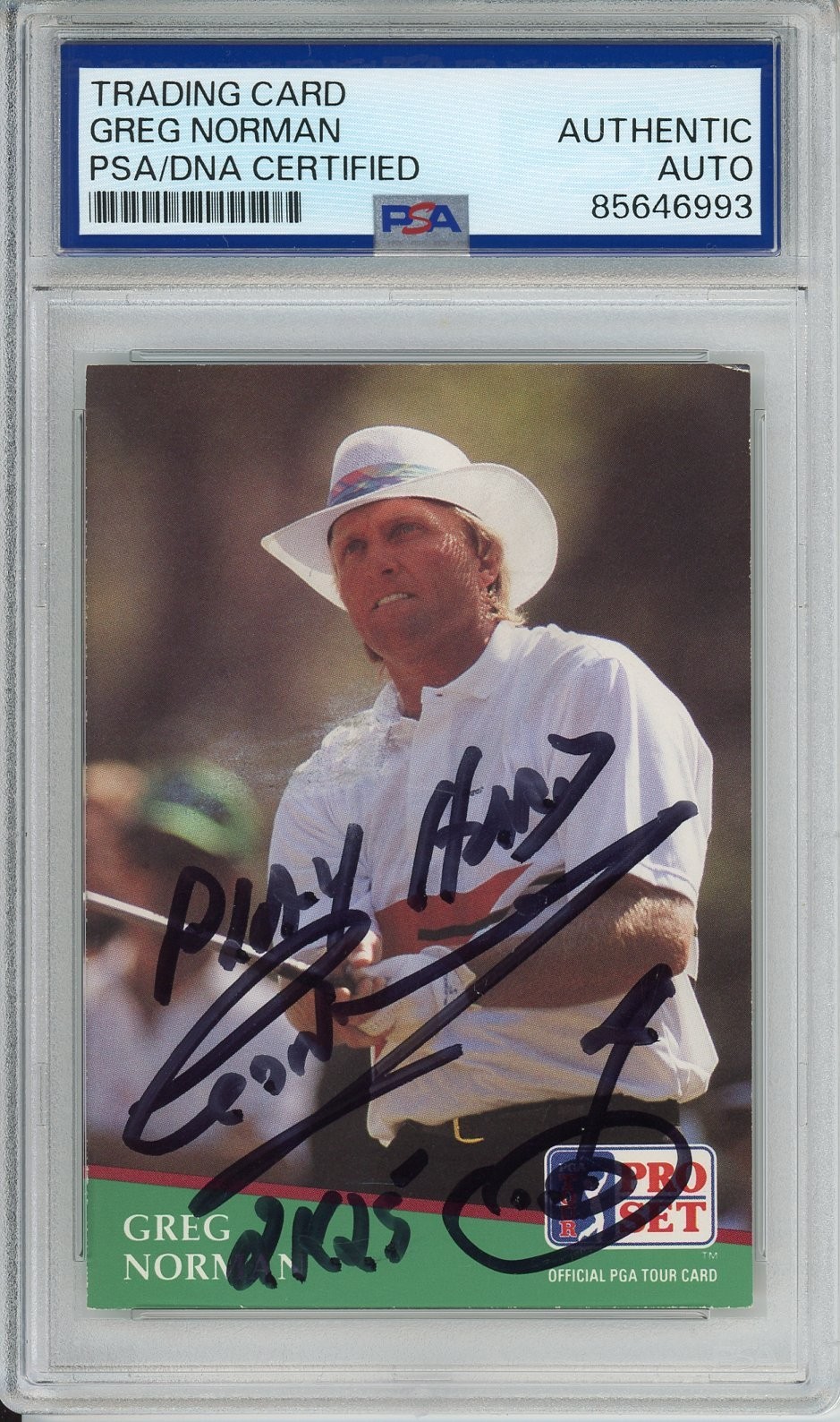 1991 PRO SET PGA TOUR GOLF GREG NORMAN SIGNED CARD PSA DNA COA AUTOGRAPH