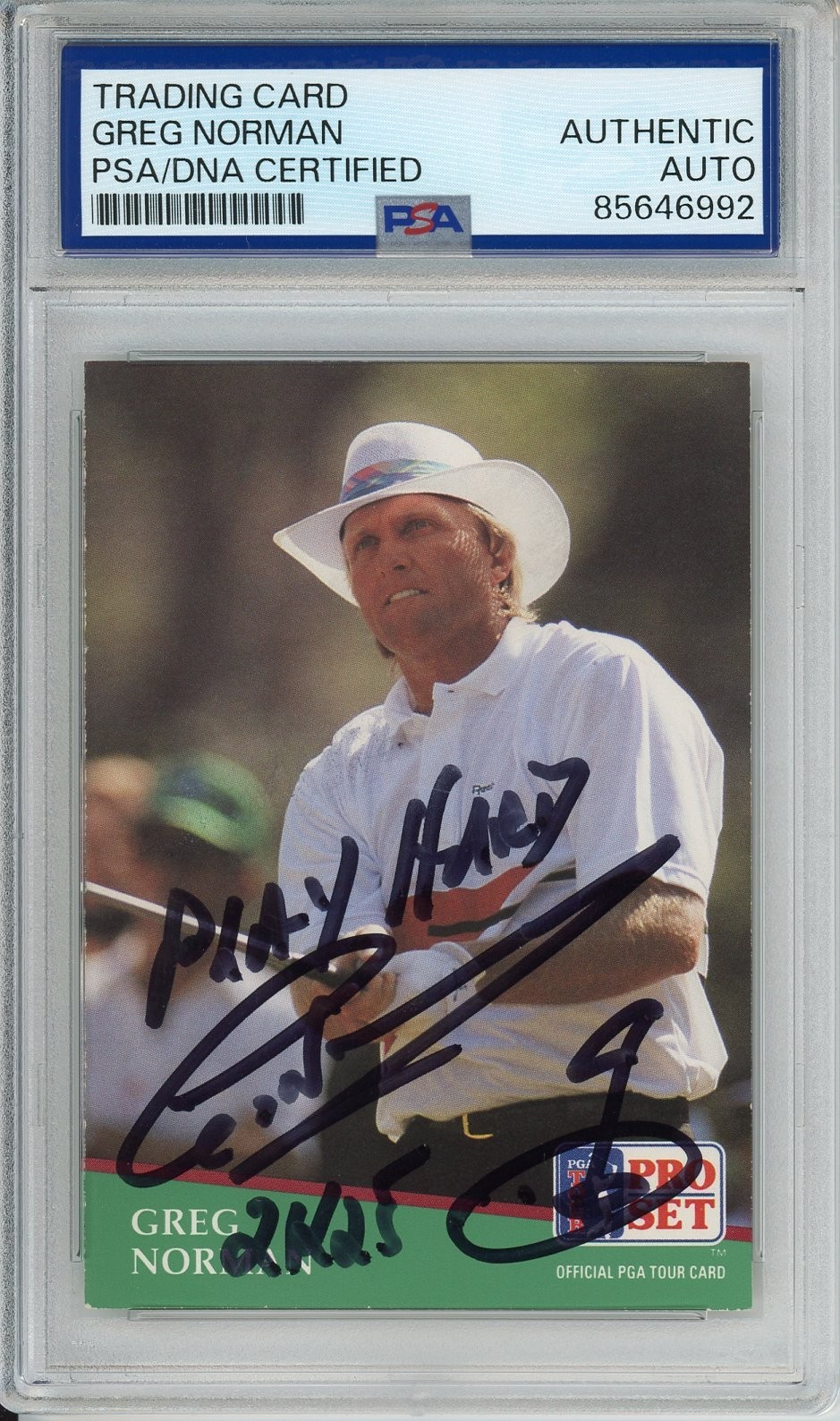 1991 PRO SET PGA TOUR GOLF GREG NORMAN SIGNED PSA DNA COA CERTIFIED AUTOGRAPH
