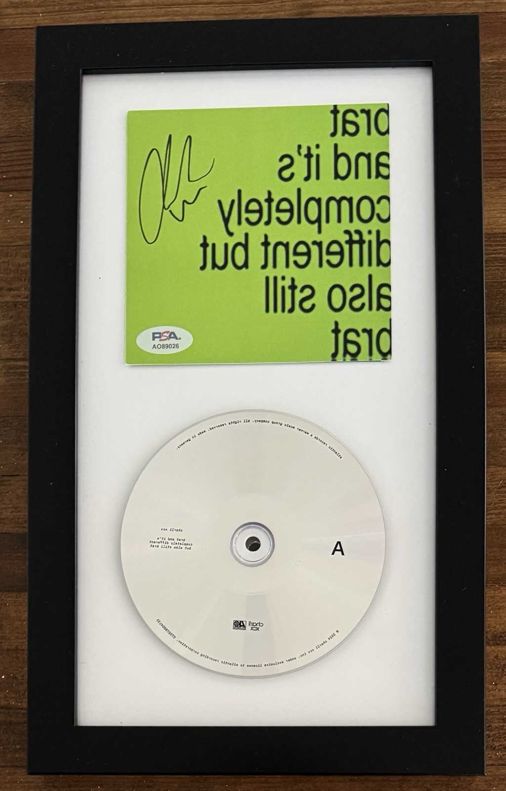 Charli XCX SIGNED BRAT Cover Album Art Card & CD PSA DNA COA Autographed FRAMED
