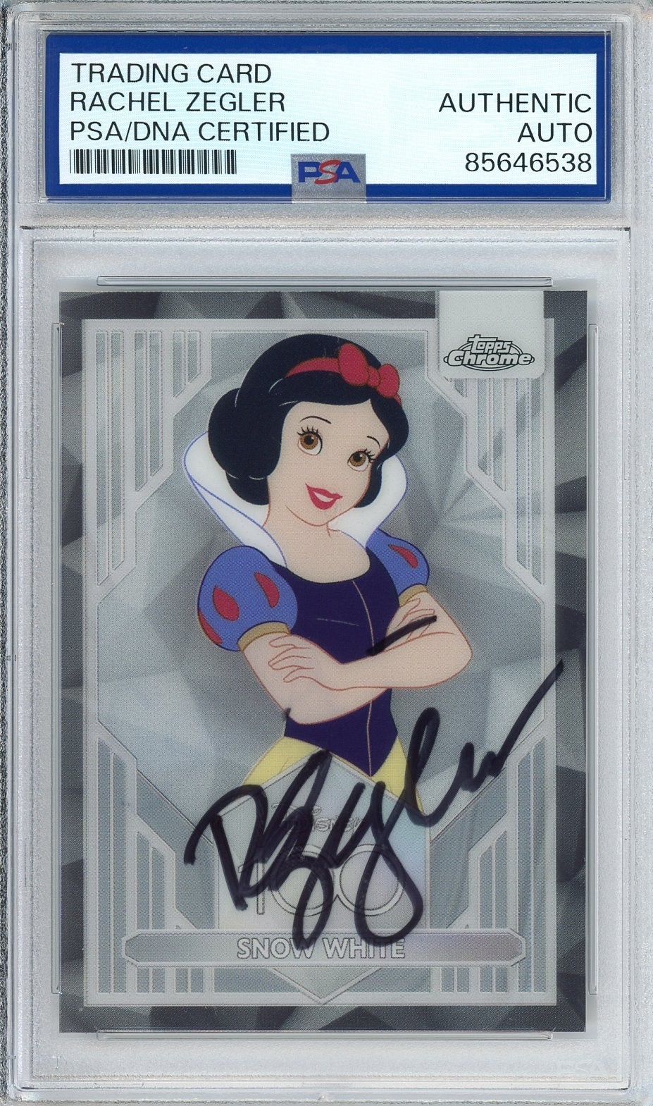 2023 TOPPS CHROME DISNEY 100 SNOW WHITE CARD SIGNED RACHEL ZEGLER PSA DNA COA