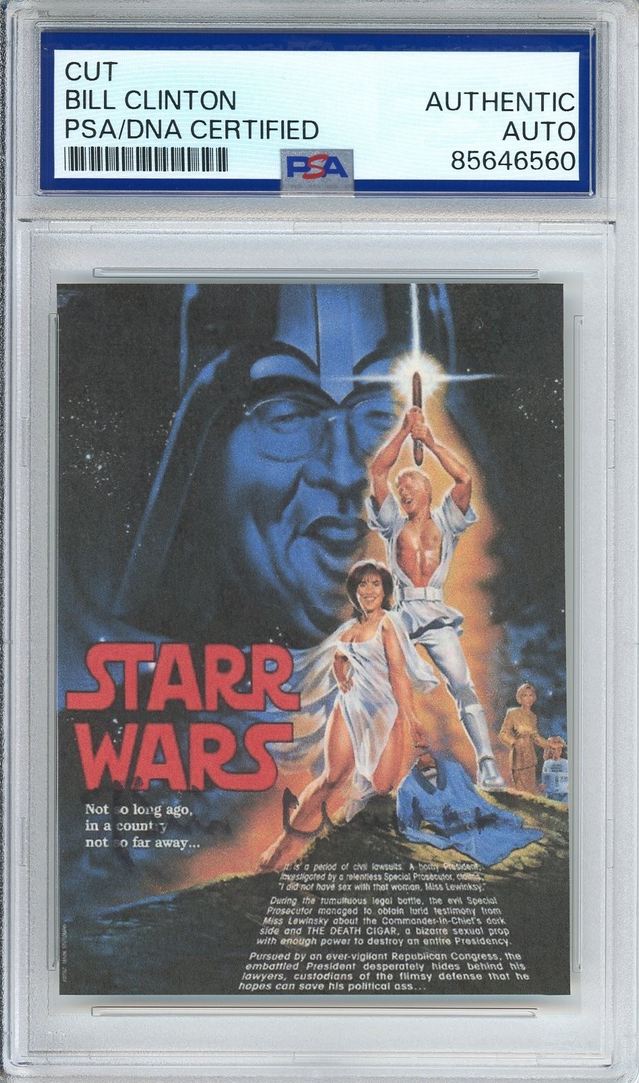 President Bill Clinton SIGNED Starr Star Wars Parody Impeachment Cut PSA DNA COA