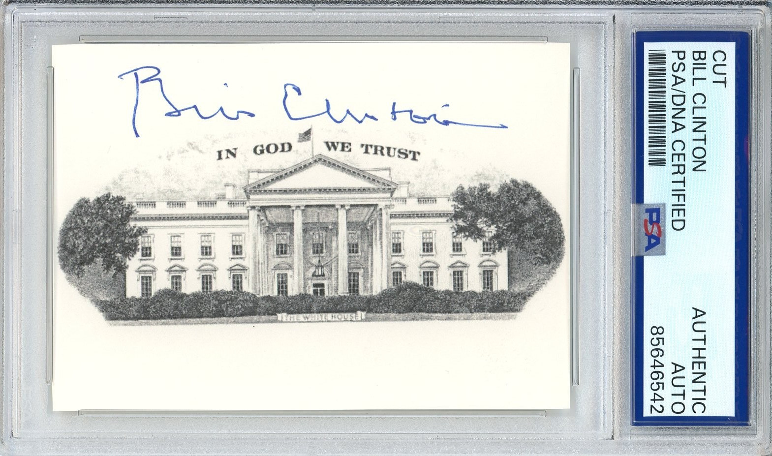 President Bill Clinton SIGNED AUTOGRAPH White House Engraving Cut PSA DNA COA