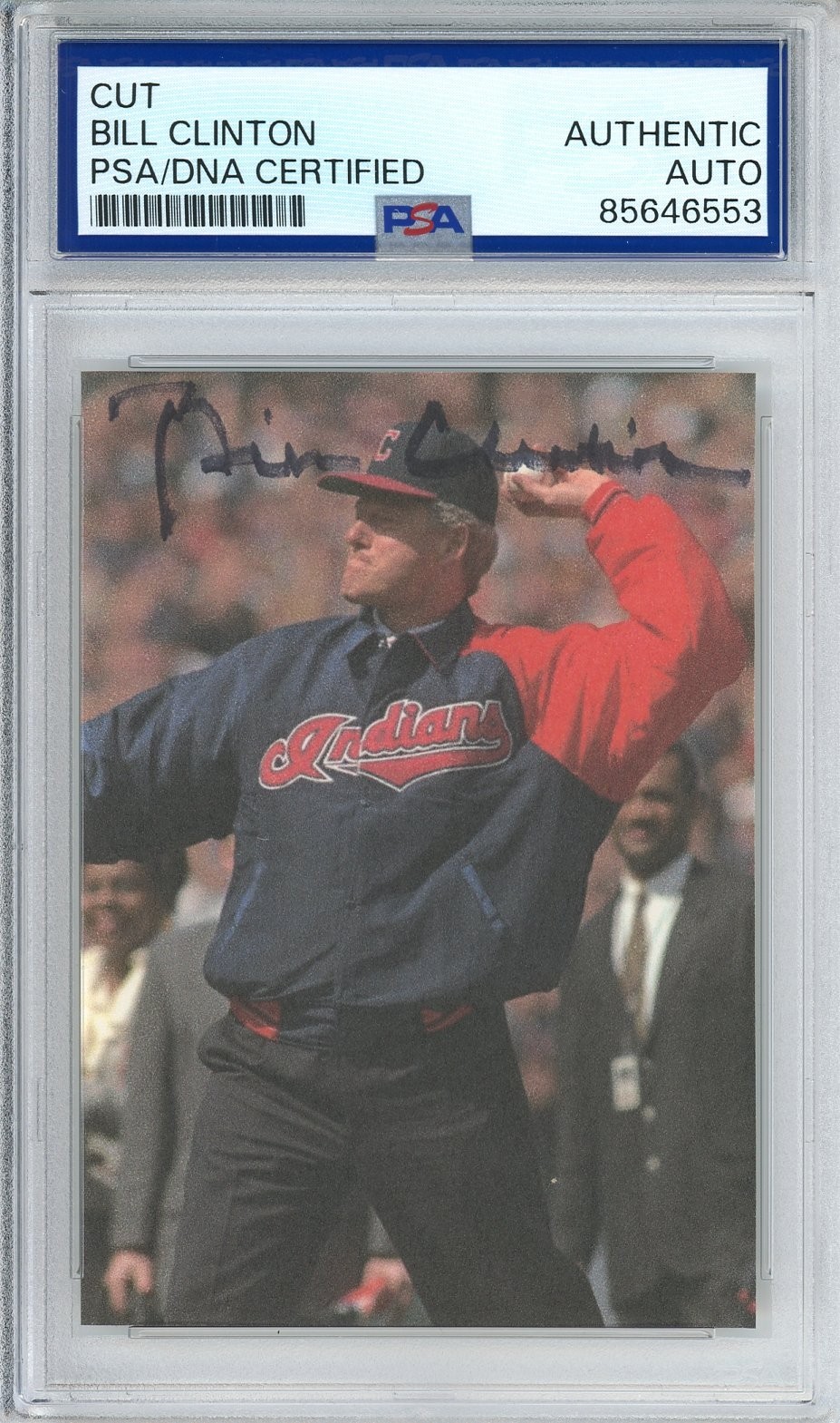 President Bill Clinton SIGNED AUTOGRAPHED Cleveland Indians Cut PSA DNA COA