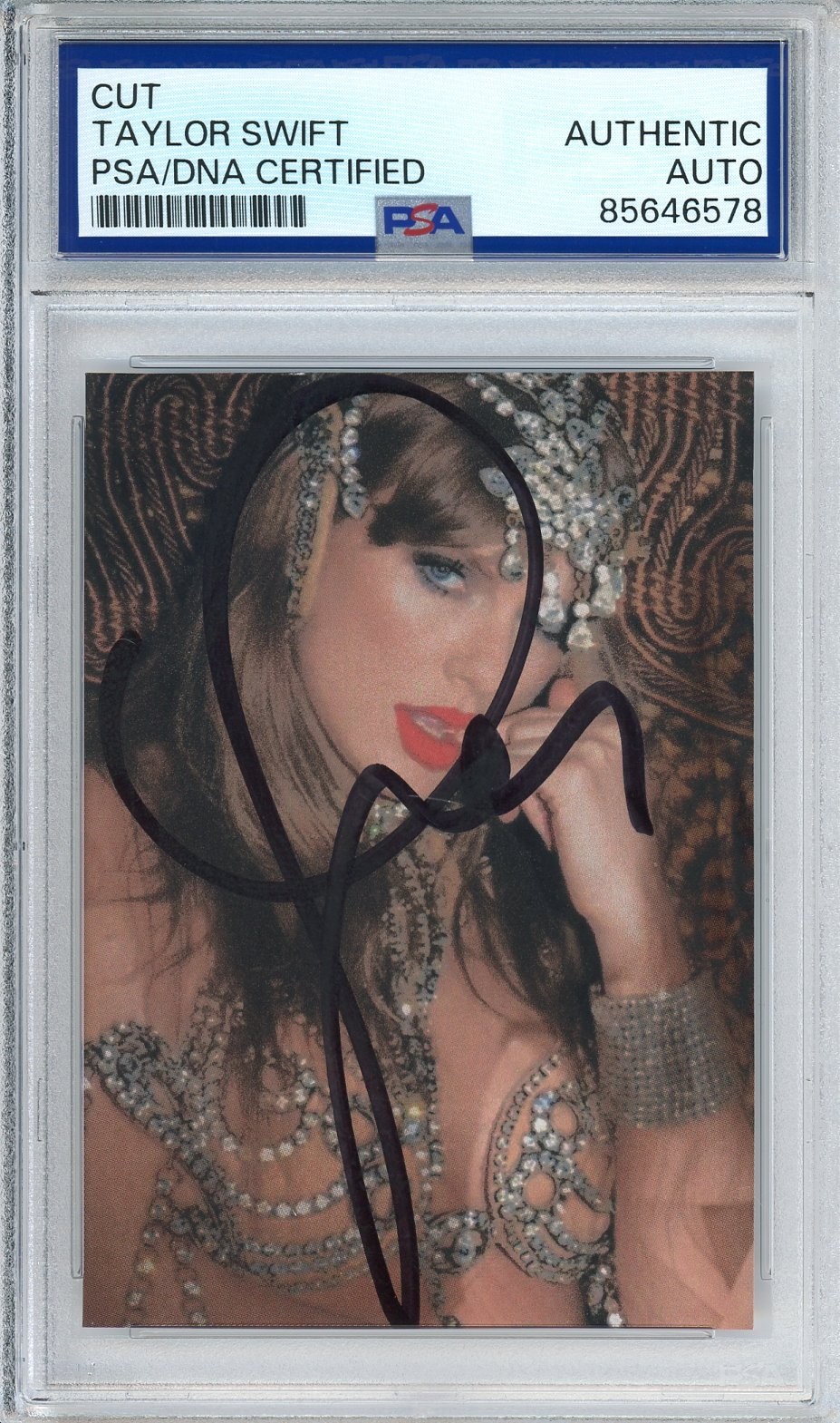 TAYLOR SWIFT SIGNED Life of A Showgirl SEXY Picture Cut AUTOGRAPHED PSA DNA COA