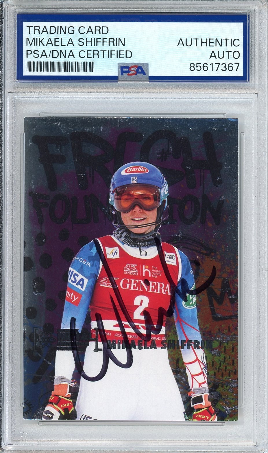 2021 Skybox Metal Universe Fresh Foundation Mikaela Shiffrin SIGNED PSA DNA COA