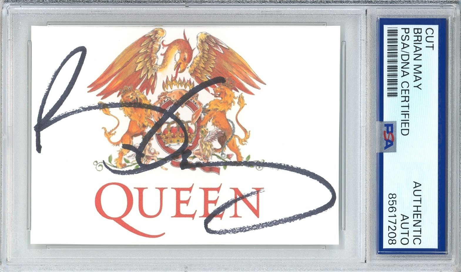 Brian May of Queen SIGNED Guitar Band Logo Cut PSA DNA COA Authentic Autograph