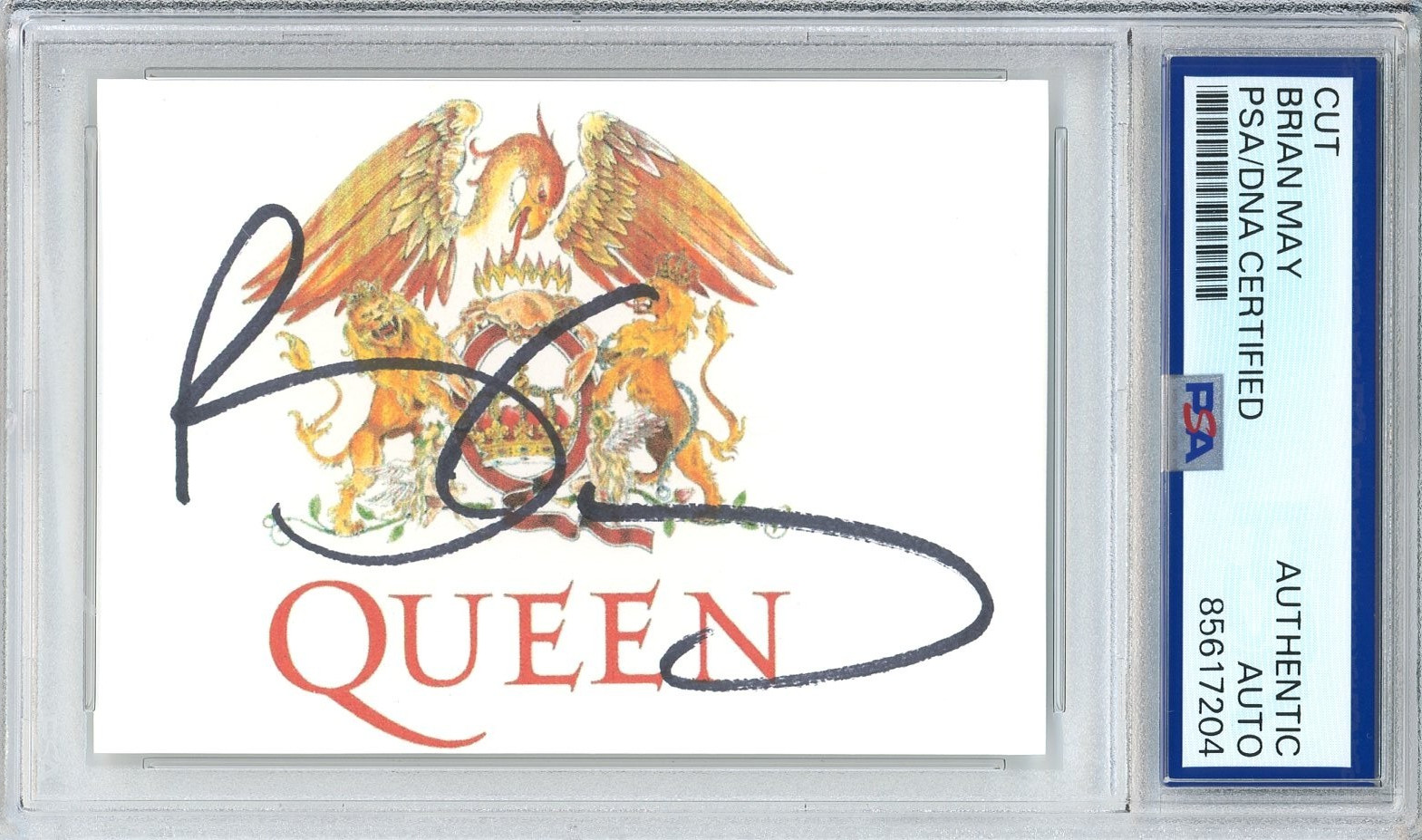 Brian May of Queen SIGNED Guitar Band Logo Cut PSA DNA COA Authentic Autographed