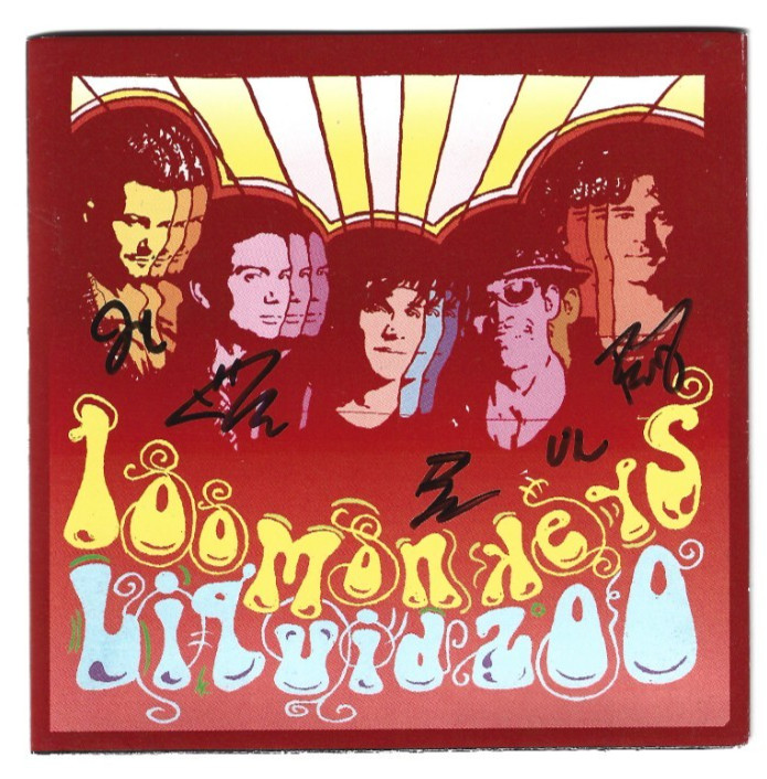 100 MONKEYS REAL HAND SIGNED LIQUID ZOO CD #1 COA AUTOGRAPHED RATHBONE TWILIGHT COLLECTIBLE MEMORABILIA