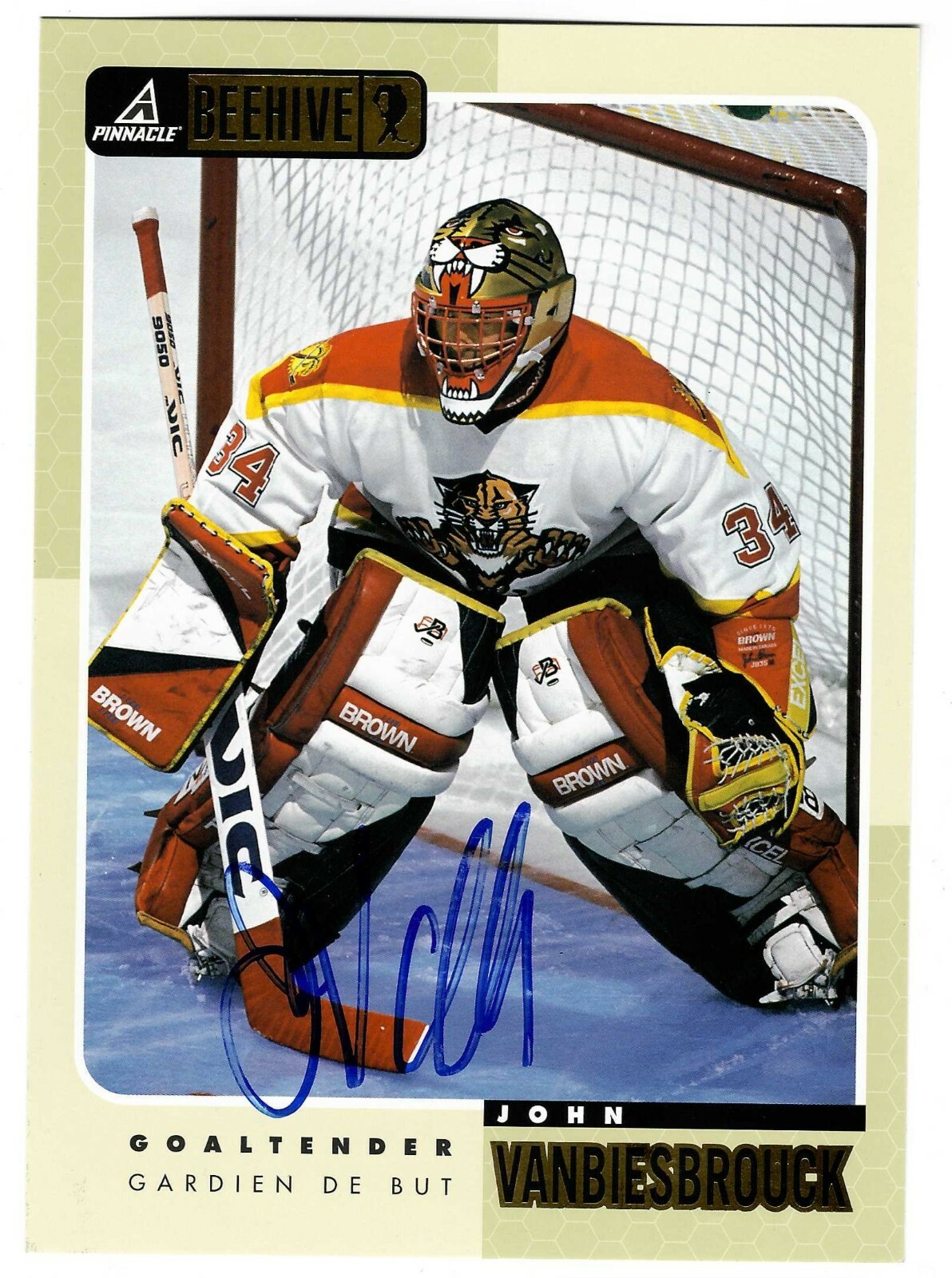 John Vanbiesbrouck Signed 1997/98 Pinnacle Beehive Jumbo Card #27