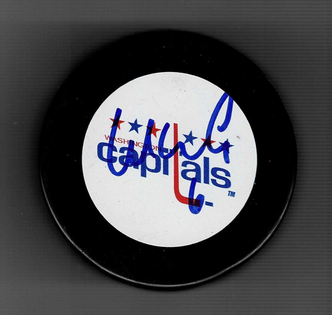 Mike Weber Signed Washington Capitals Vintage Throwback Third Jersey Puck
