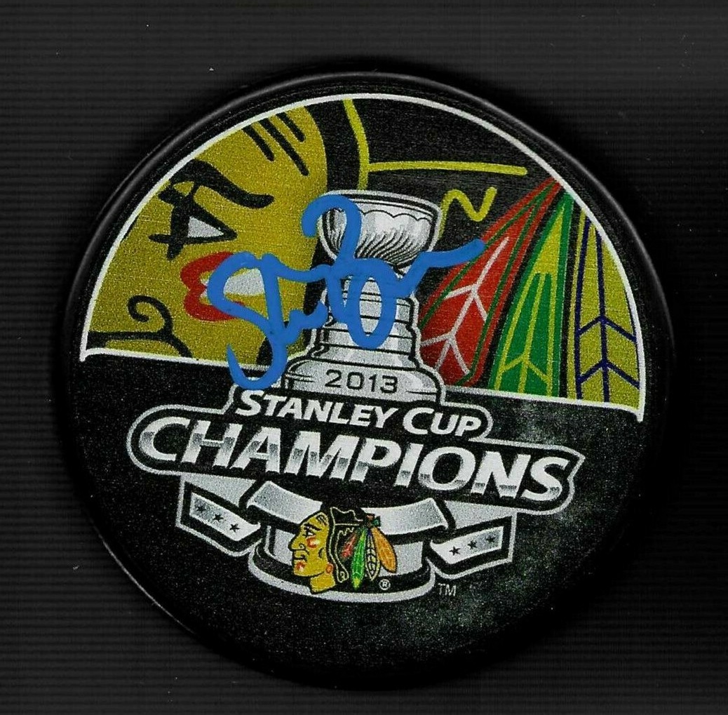 Stan Bowman Signed Chicago Blackhawks 2013 Stanley Cup Champions Puck