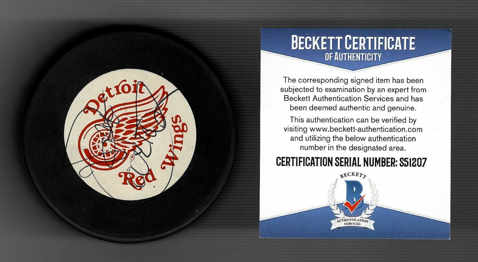 Dave Coulier Signed Detroit Red Wings Trench Puck Beckett COA Full House