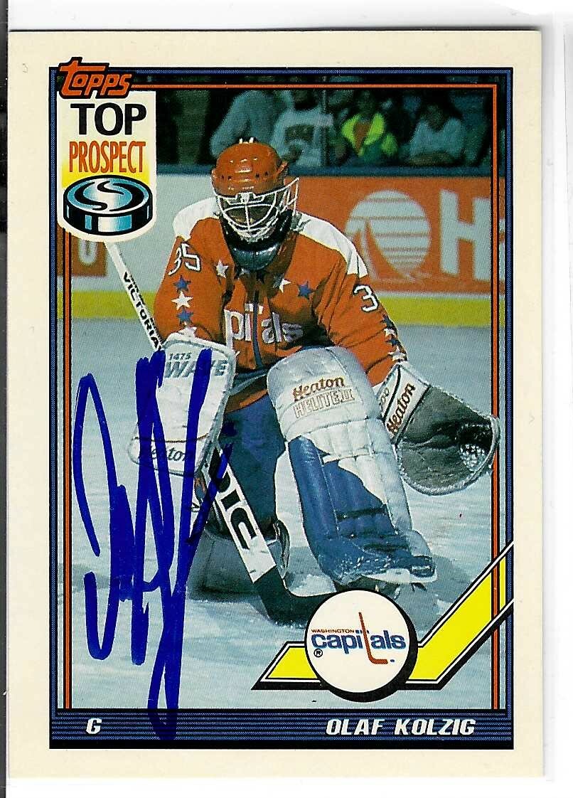 Olaf Kolzig Signed 1991/92 Topps Top Prospect Rookie Card #290