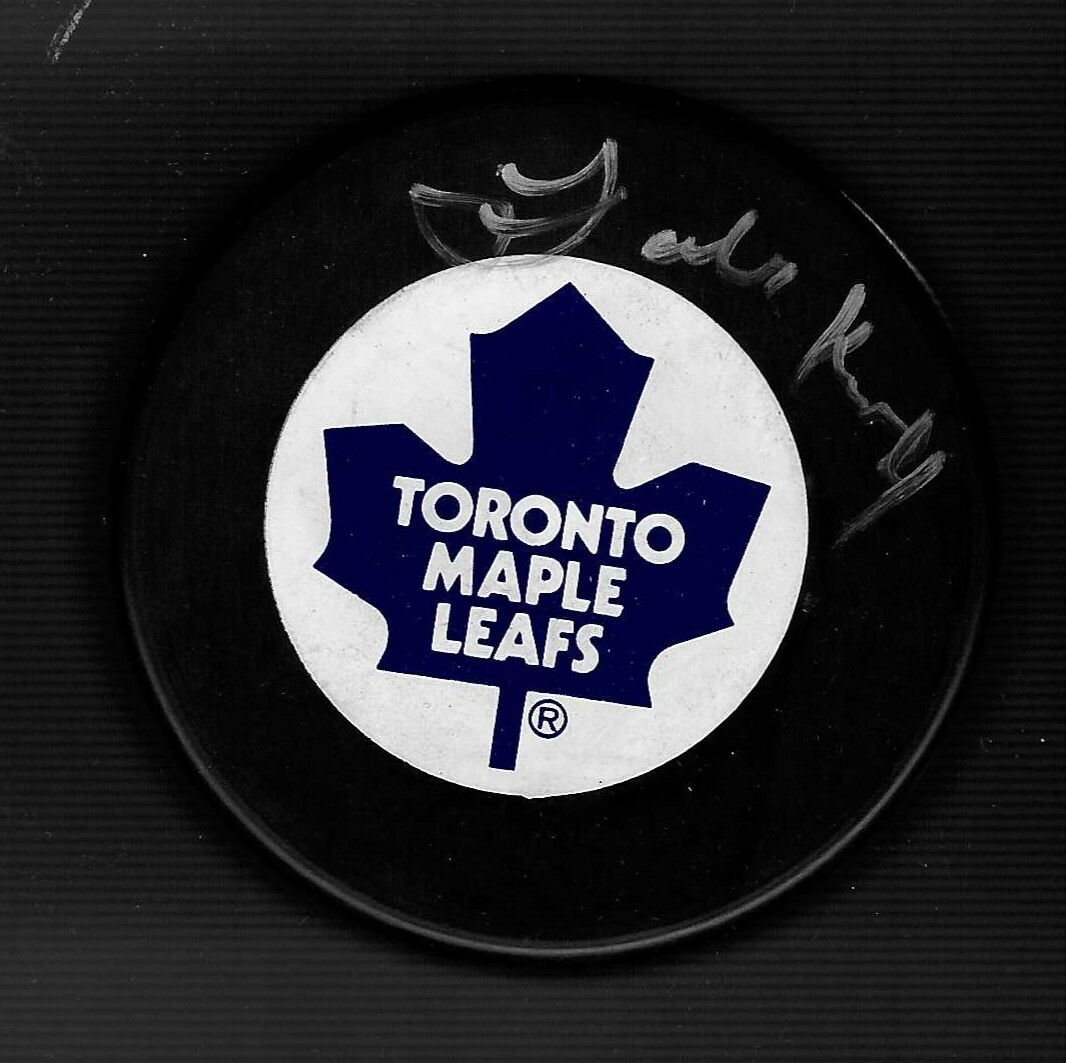 Forbes Kennedy Signed Toronto Maple Leafs Trench Puck
