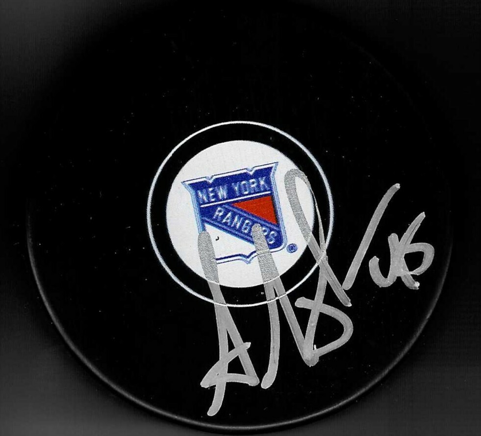 Arron Asham Signed New York Rangers Puck