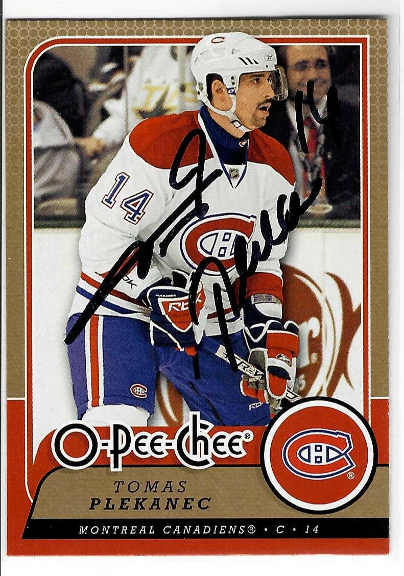 Tomas Plekanec Signed 2008/09 O-Pee-Chee Card #64