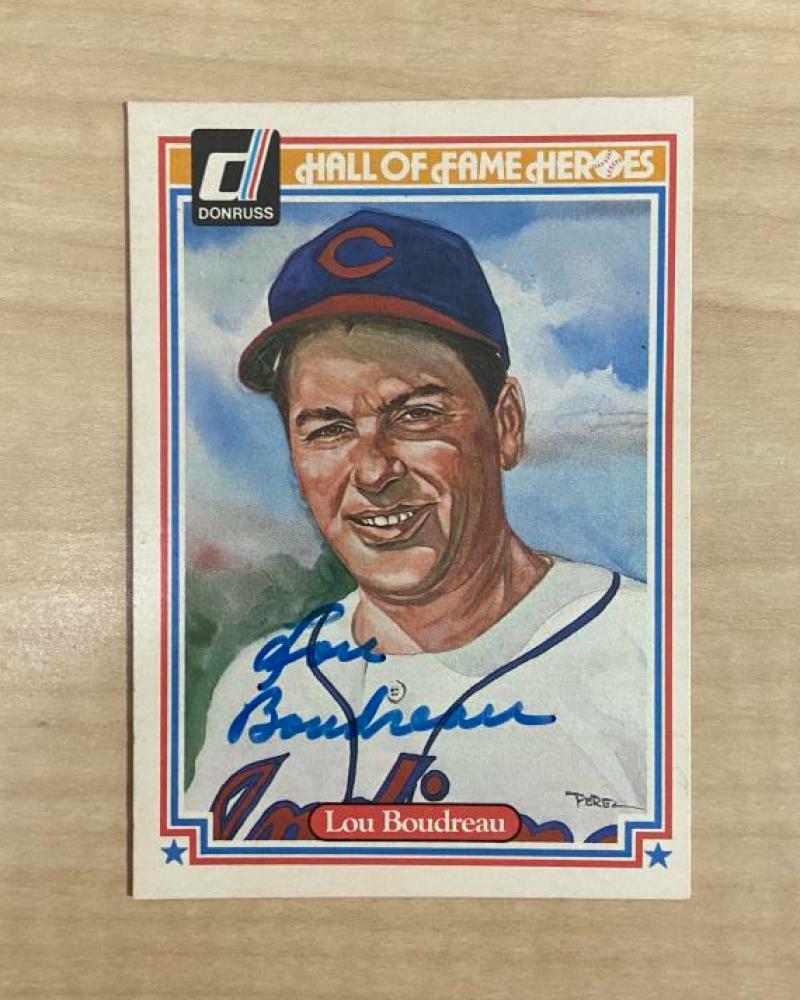 LOU BOUDREAU CINCINNATI REDS SIGNED AUTOGRAPHED 1983 DONRUSS CARD #12 W/COA