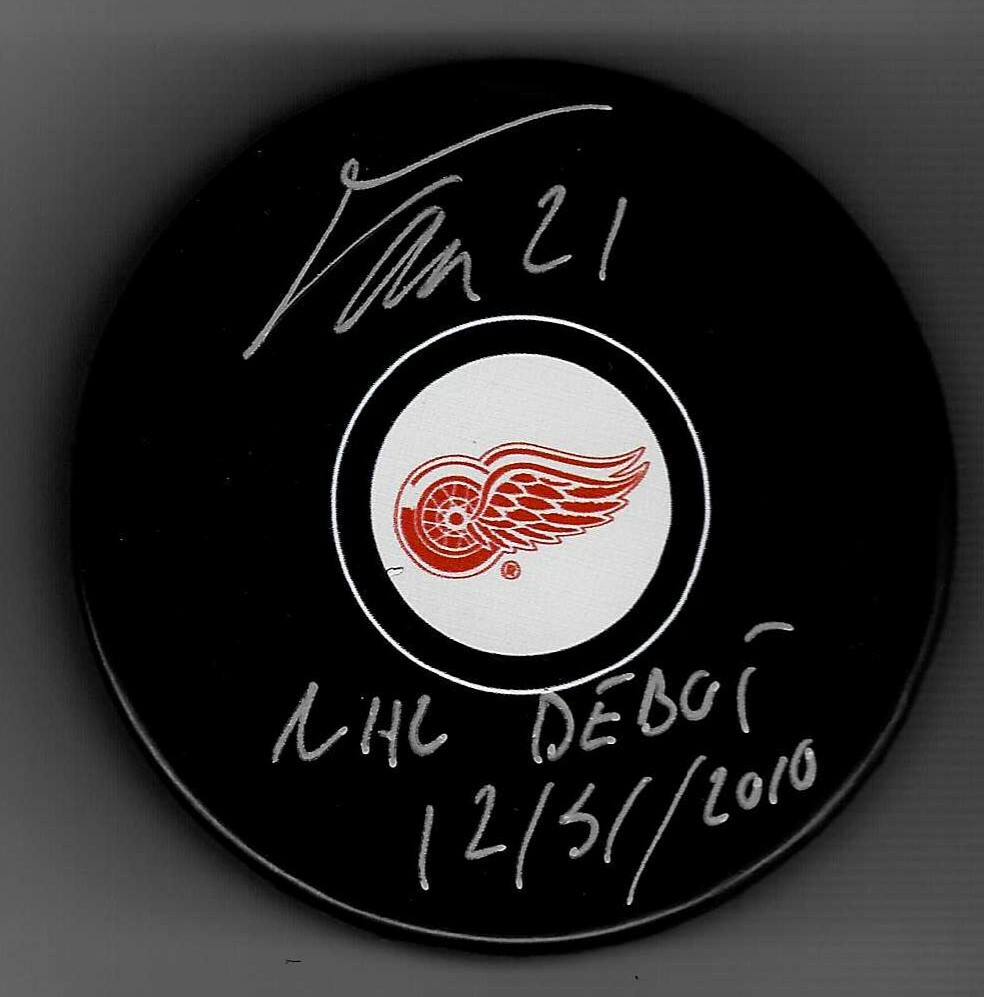 Tomas Tatar Signed & Inscribed NHL Debut Detroit Red Wings Puck Canadiens