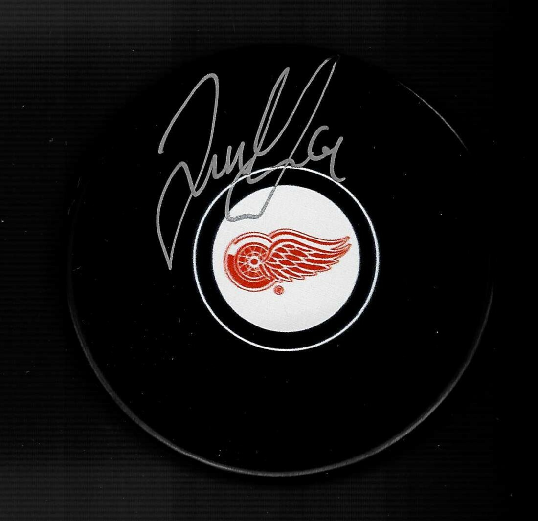 Jacob de la Rose Signed Detroit Red Wings Puck