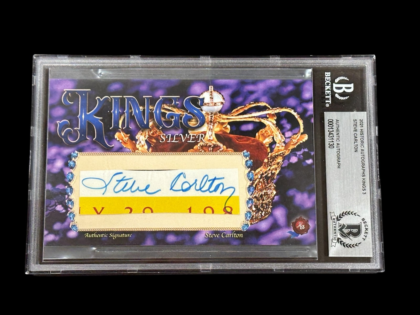 Steve Carlton 2021 Historic Autographs Kings 3 Signed Autograph BAS Beckett Slab