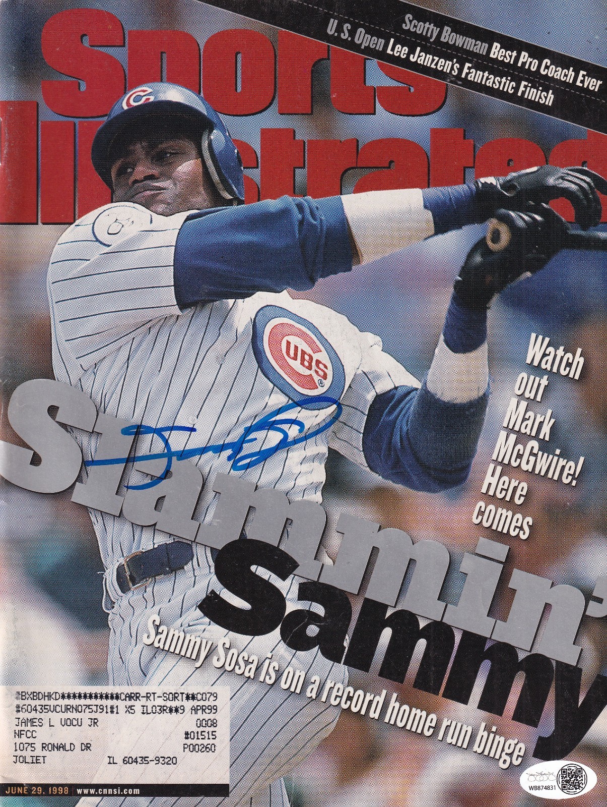 SAMMY SOSA signed (CHICAGO CUBS) Sports Illustrated magazine JSA WB874831