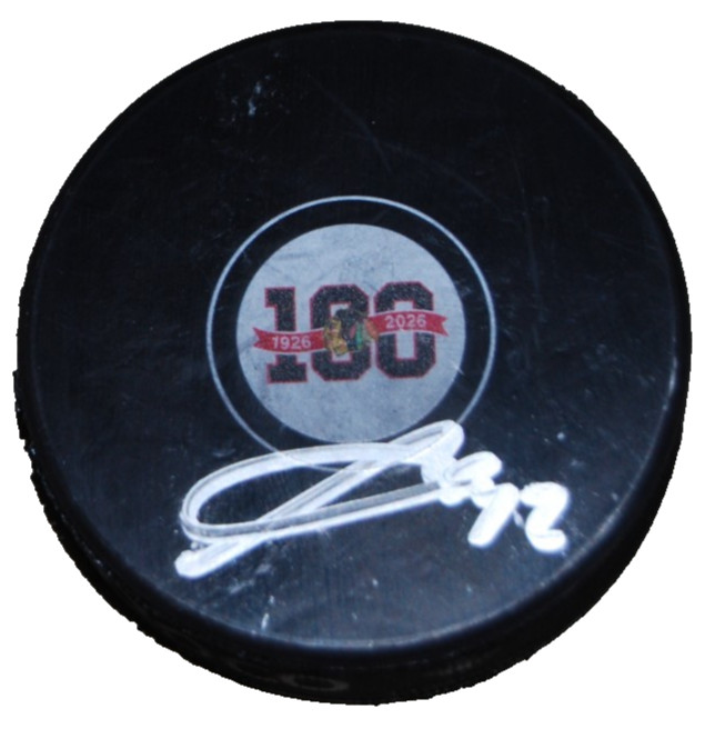 ALEX VLASIC signed (CHICAGO BLACKHAWKS) Centennial 100 puck BECKETT BU41219